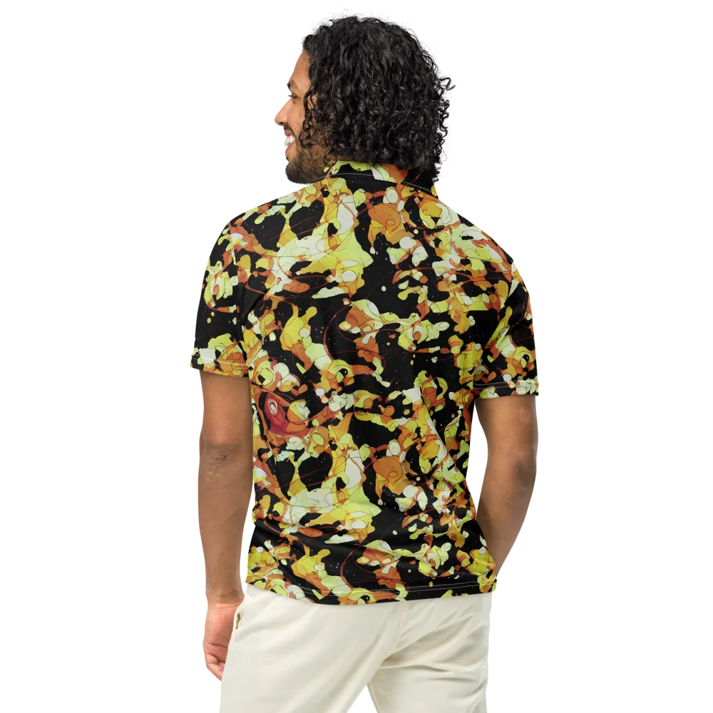 Saffron Orbit on Men's Slim Fit Polo Shirt — Back