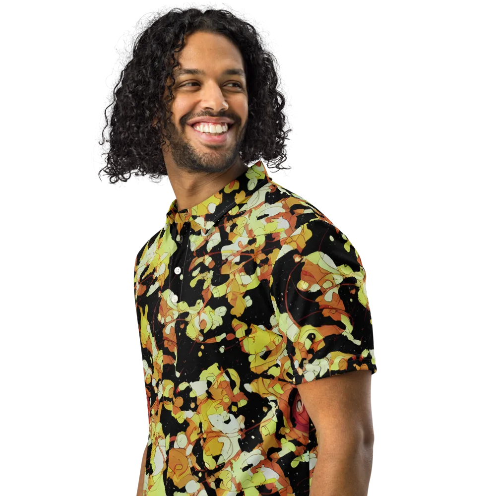 Saffron Orbit on Men's Slim Fit Polo Shirt — Left Front