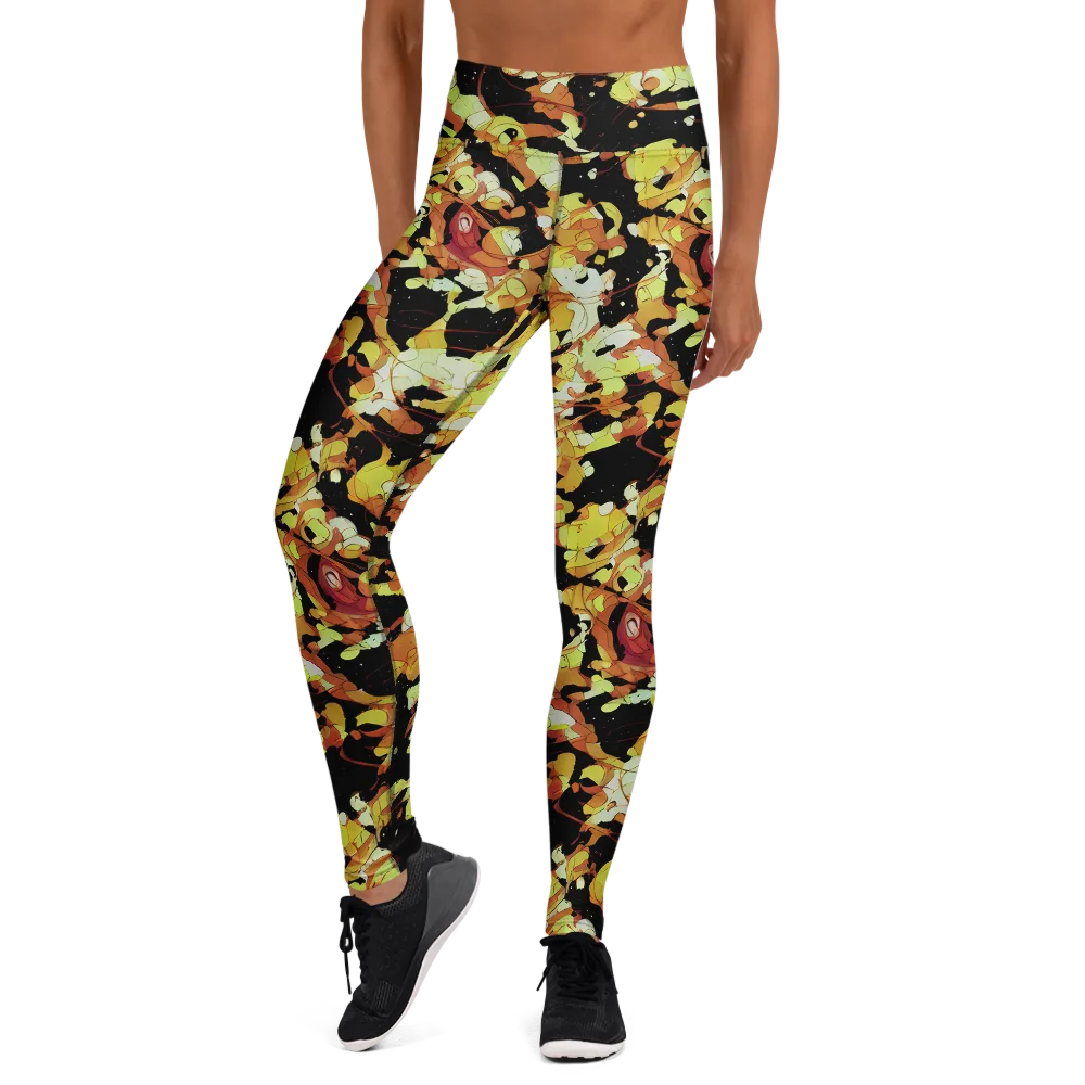Saffron Orbit on Yoga Leggings — Front