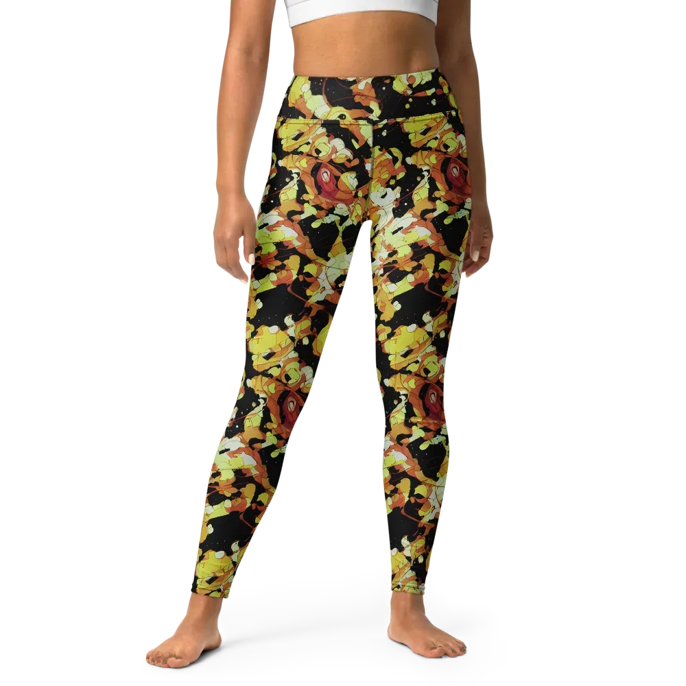 Saffron Orbit on Yoga Leggings — Front
