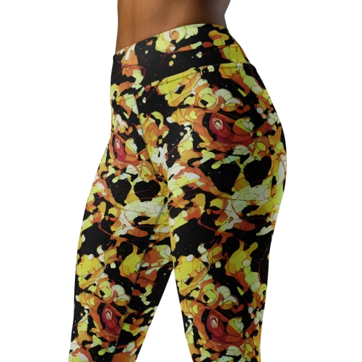 Saffron Orbit on a Yoga Leggings