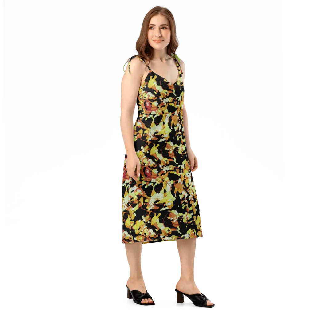 Saffron Orbit on Slip Dress — Right Front