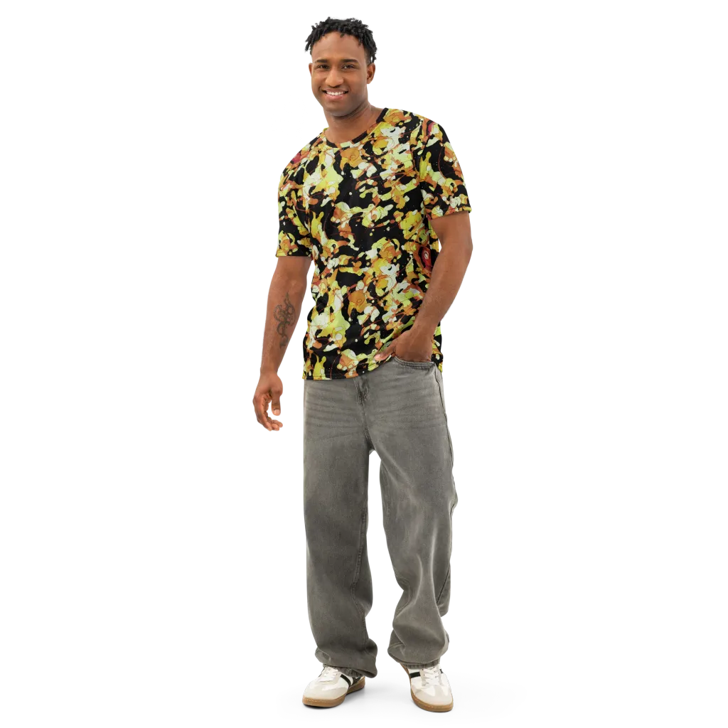 Saffron Orbit on Men's Cotton Crew Neck T-Shirt — Front