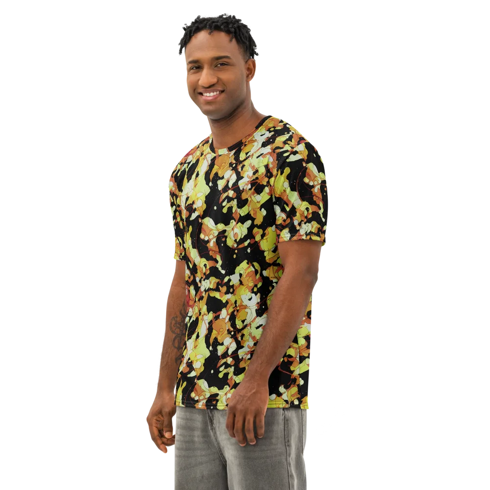 Saffron Orbit on Men's Cotton Crew Neck T-Shirt — Left Front
