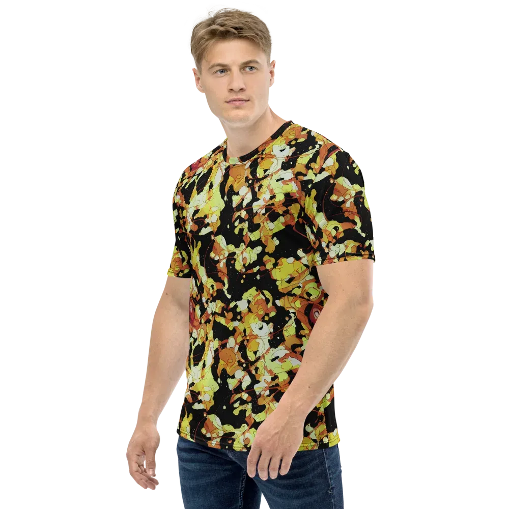 Saffron Orbit on Men's Crew Neck T-Shirt — Left