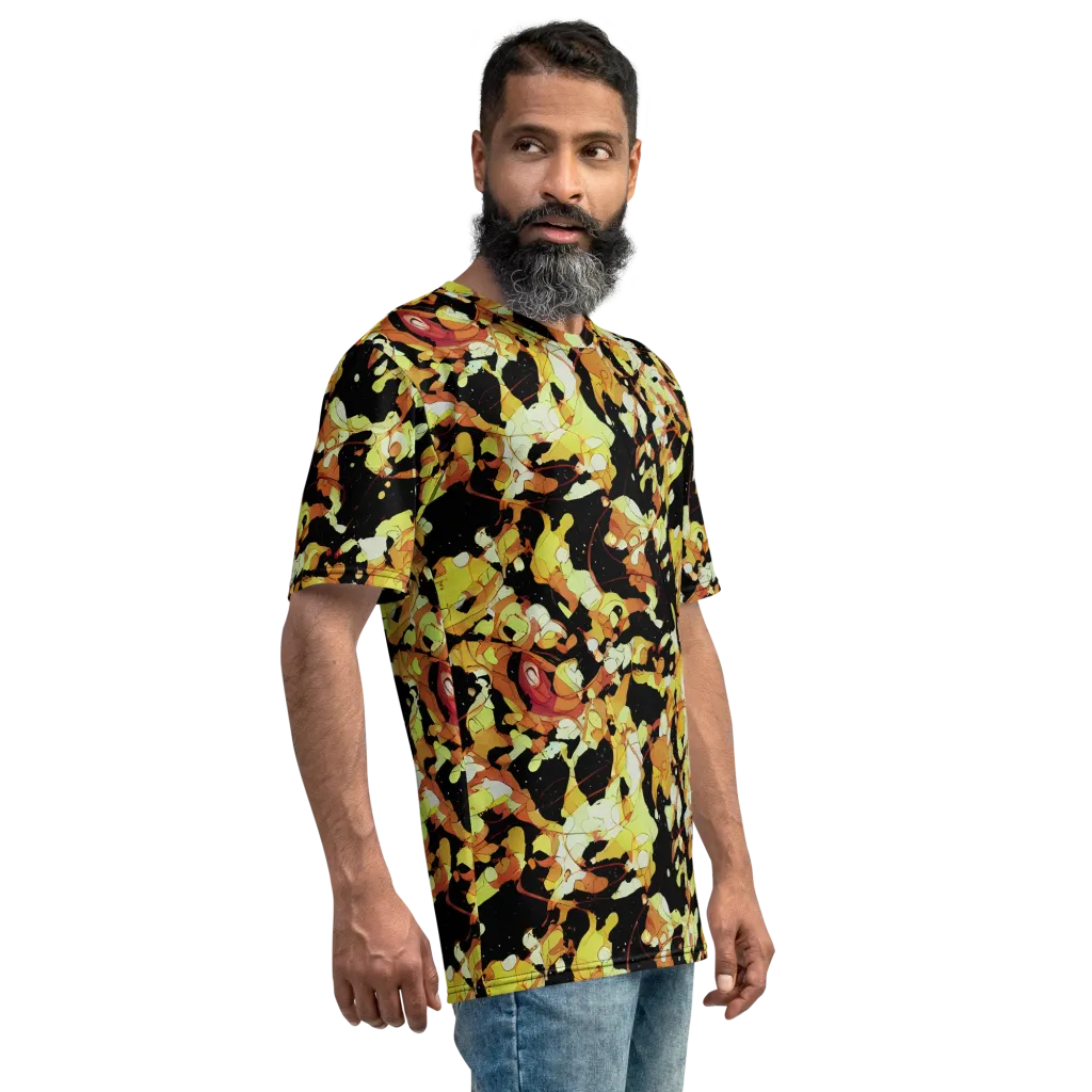 Saffron Orbit on Men's Crew Neck T-Shirt — Right