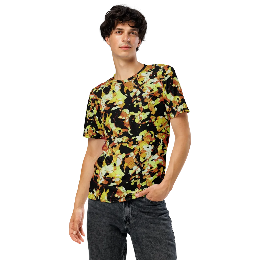 Saffron Orbit on Men's Crew Neck T-Shirt — Front