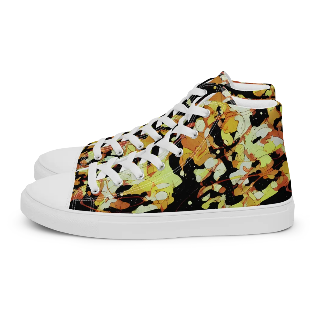 Saffron Orbit on Men's High Top Canvas Shoes — Left