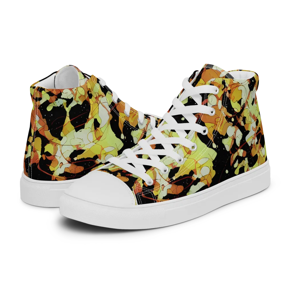 Saffron Orbit on Men's High Top Canvas Shoes — Left