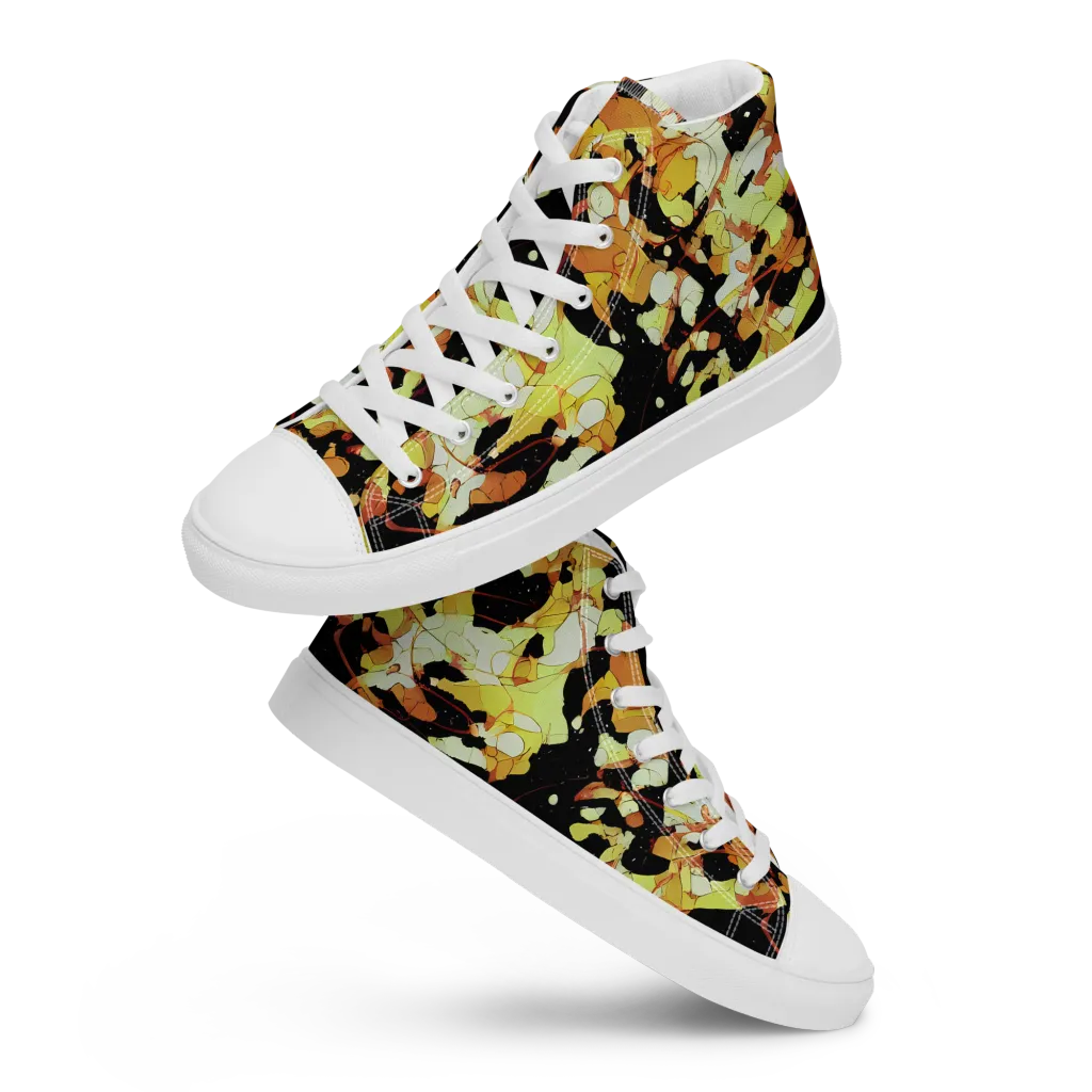 Saffron Orbit on Men's High Top Canvas Shoes — Front