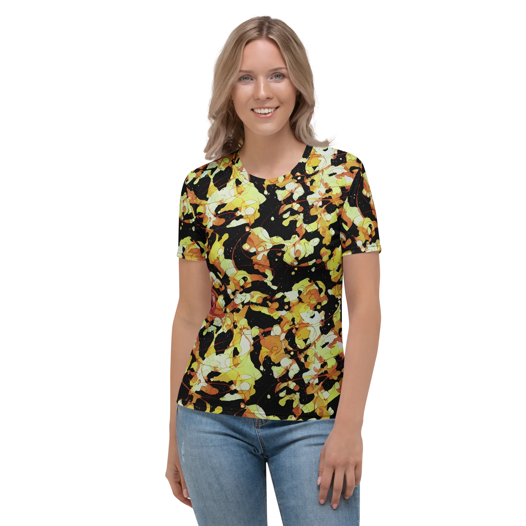 Saffron Orbit on Women's Crew Neck T-Shirt — Front