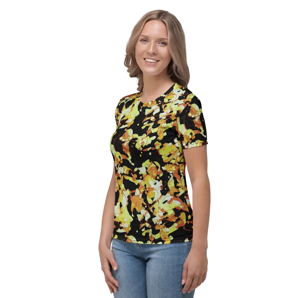 Saffron Orbit on Women's Crew Neck T-Shirt — Left