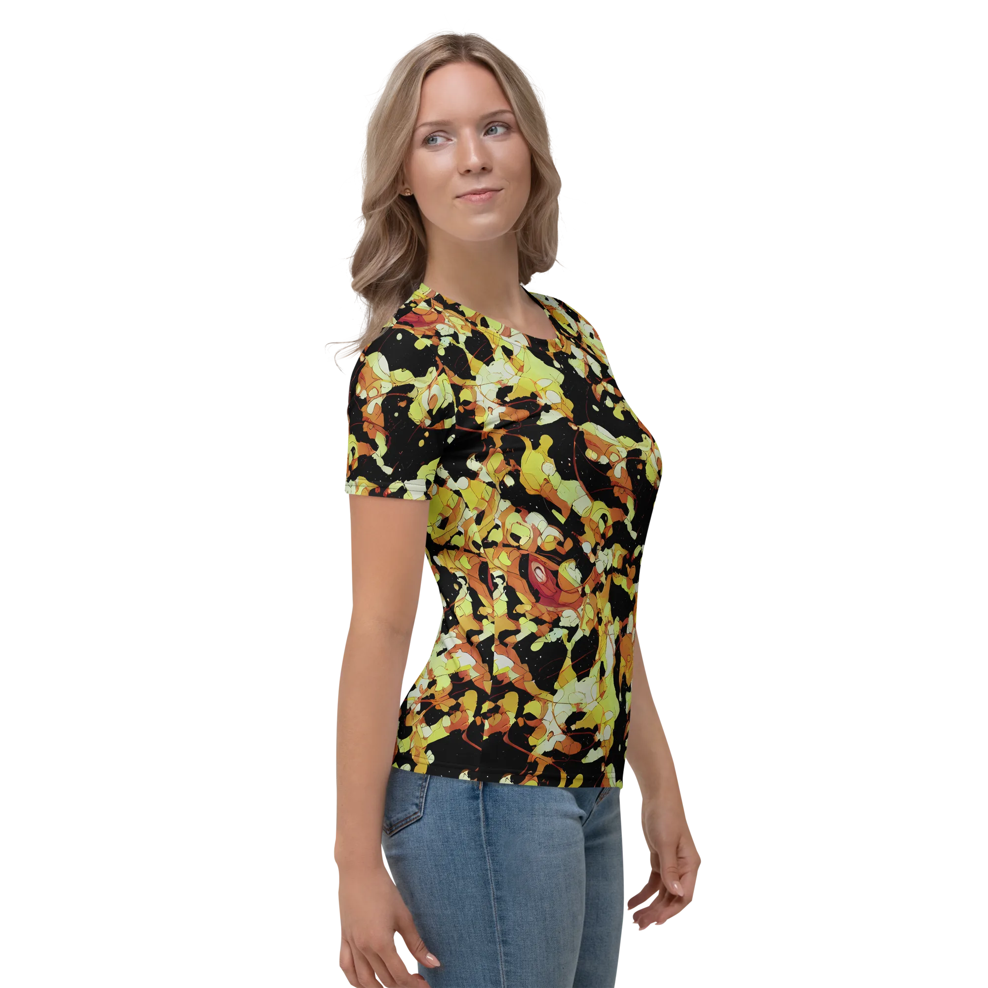 Saffron Orbit on Women's Crew Neck T-Shirt — Right