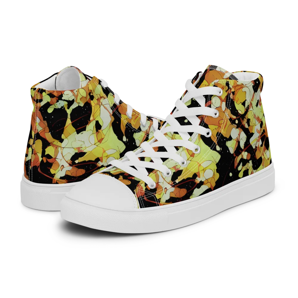 Saffron Orbit on Women's High Top Canvas Shoes — Left