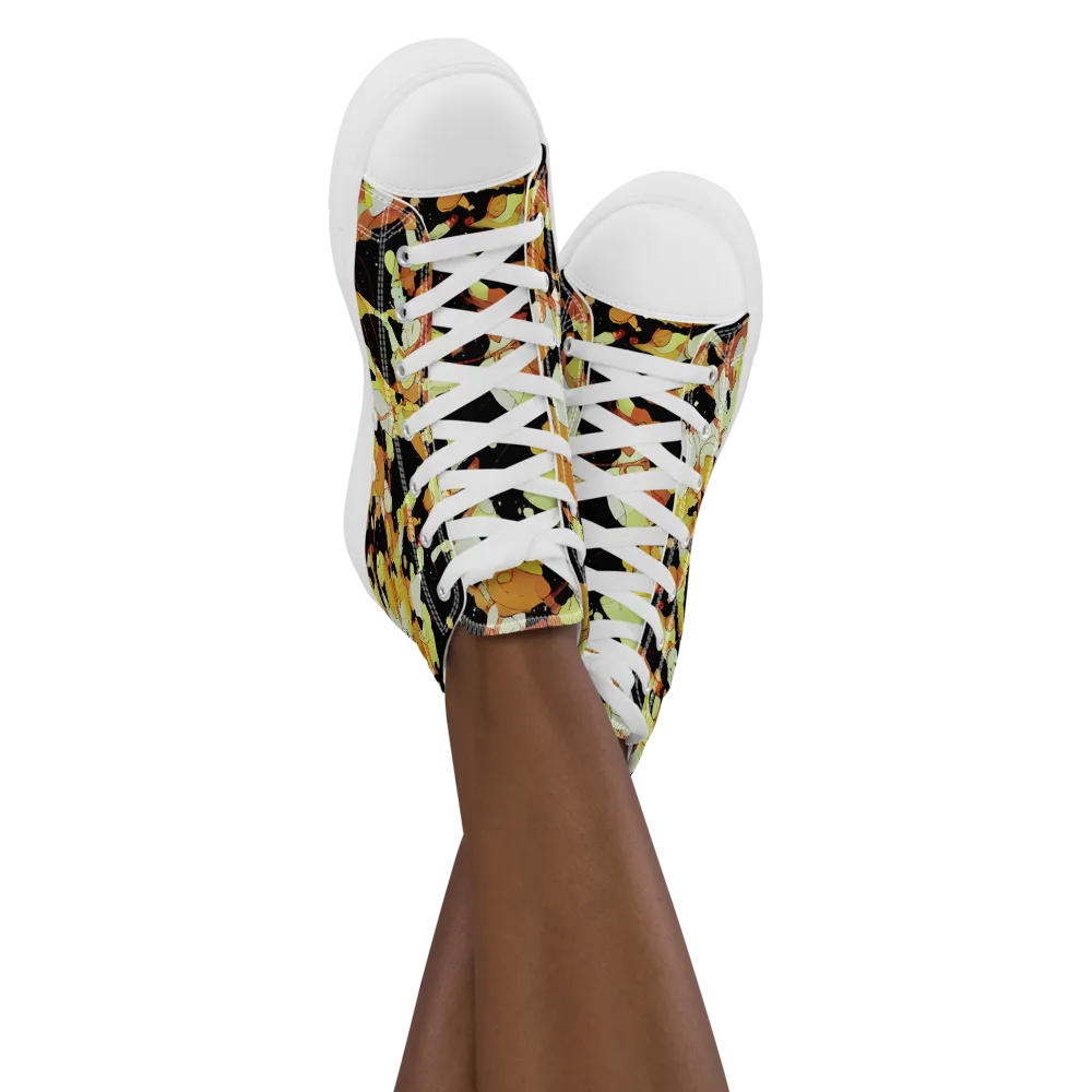 Saffron Orbit on Women's High Top Canvas Shoes — Front