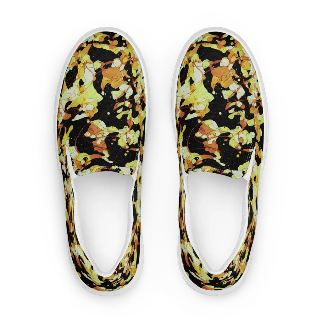 Saffron Orbit on Men's Slip-On Canvas Shoes — Front