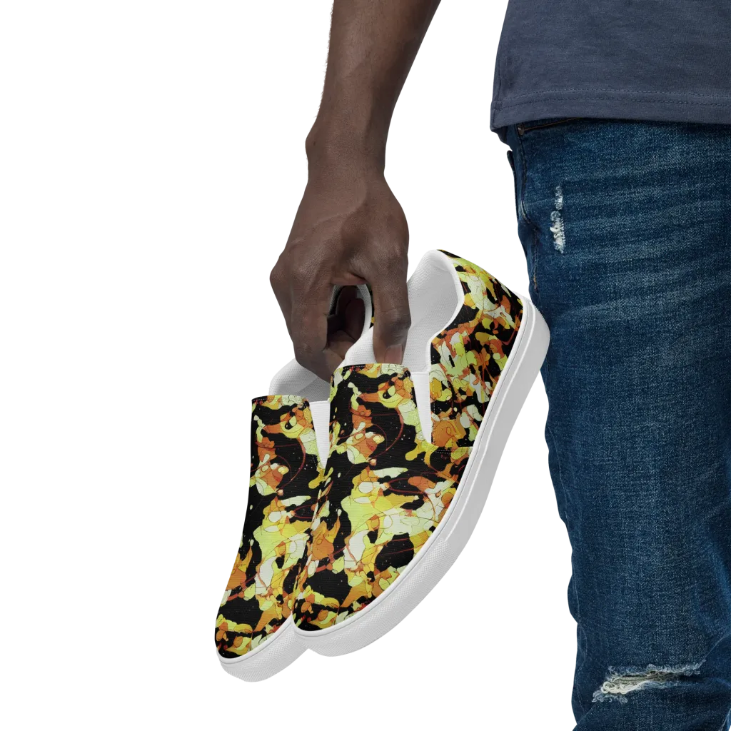 Saffron Orbit on Men's Slip-On Canvas Shoes — Left Front