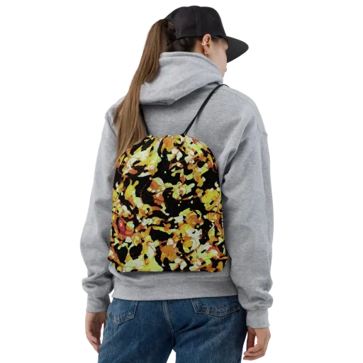 Saffron Orbit on a Drawstring Bag