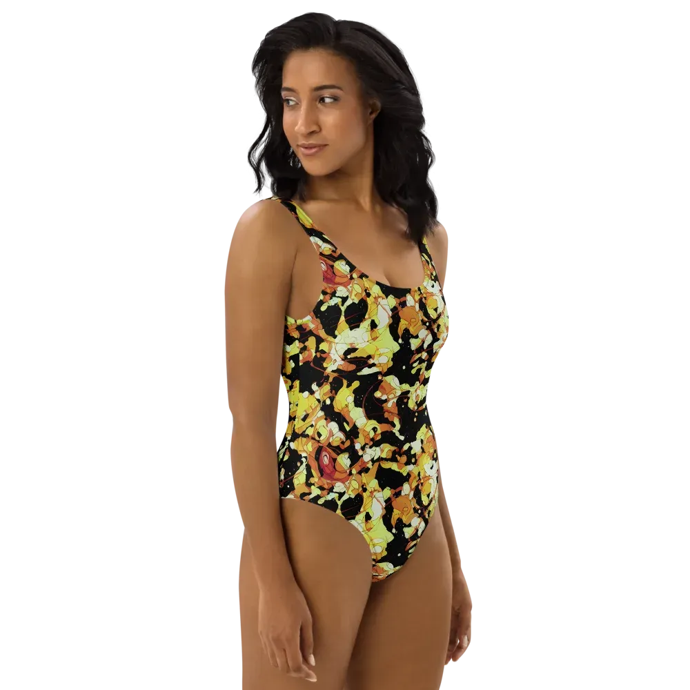 Saffron Orbit on One-Piece Swimsuit — Right