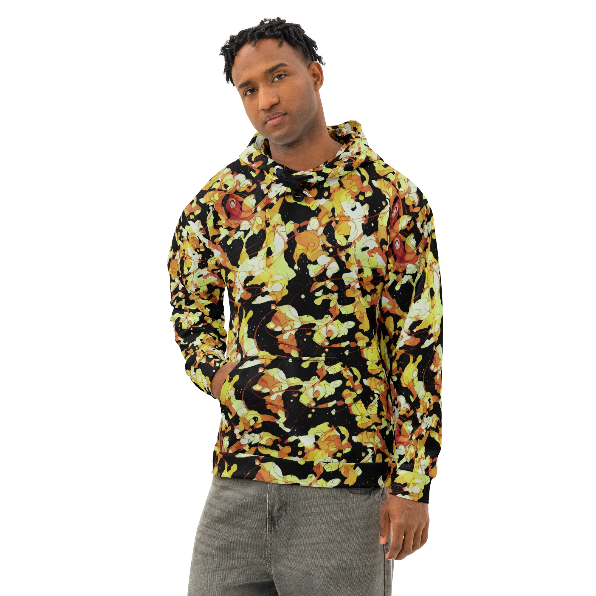 Saffron Orbit on Cotton Hoodie — Left Front
