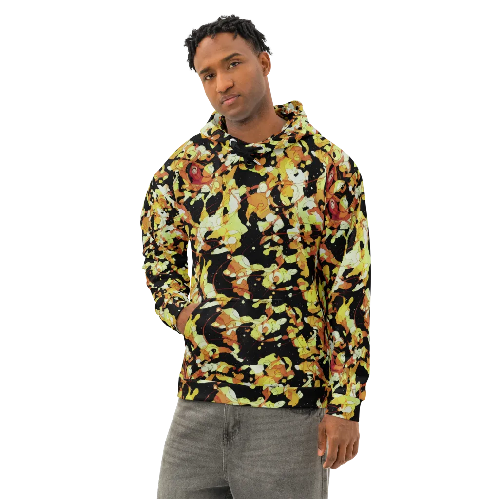 Saffron Orbit on Cotton Hoodie — Left Front