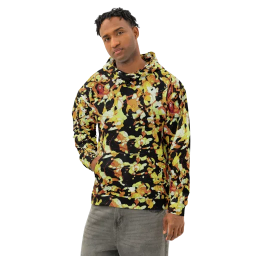 Saffron Orbit on a Cotton Hoodie