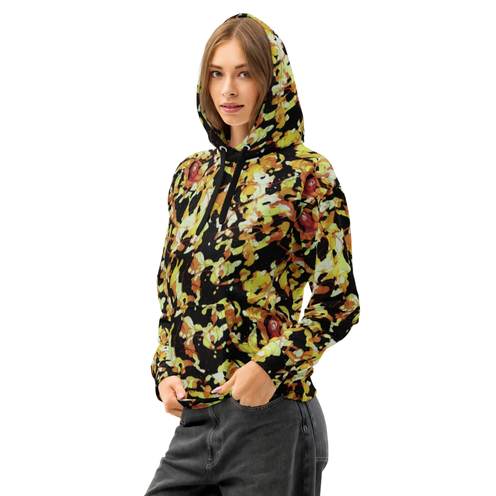 Saffron Orbit on Cotton Hoodie — Left Front