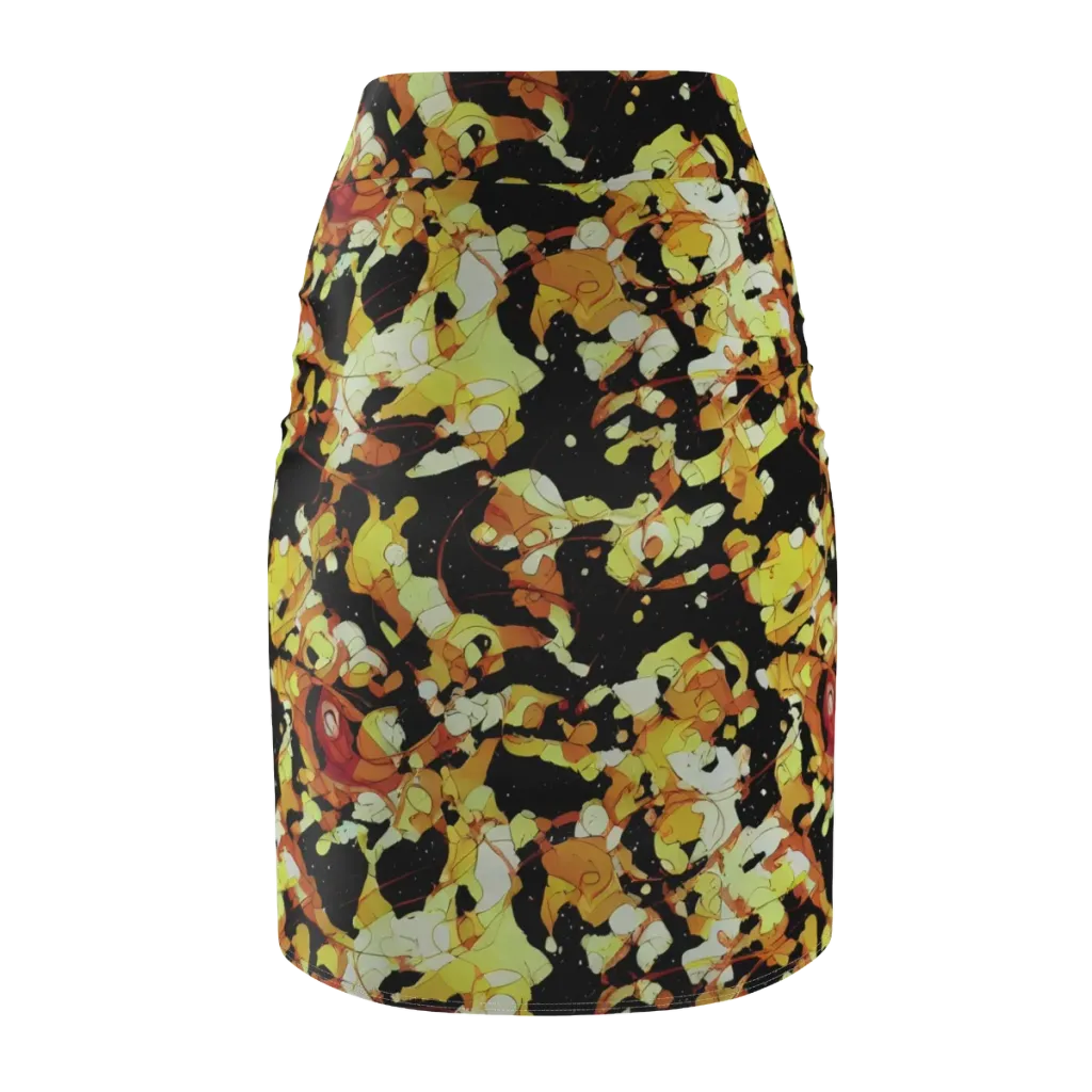 Saffron Orbit on Pencil Skirt — Back
