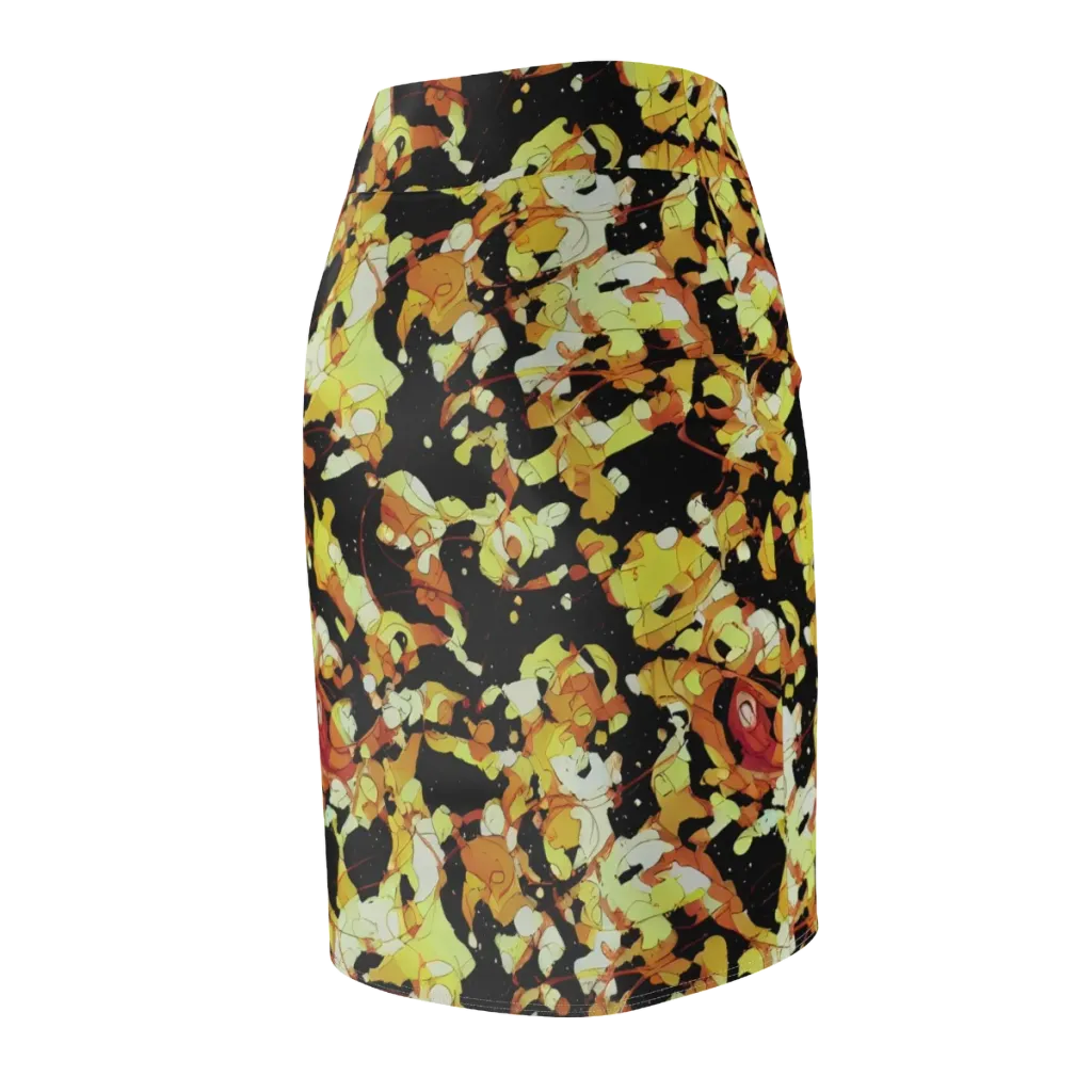 Saffron Orbit on Pencil Skirt — Back Side