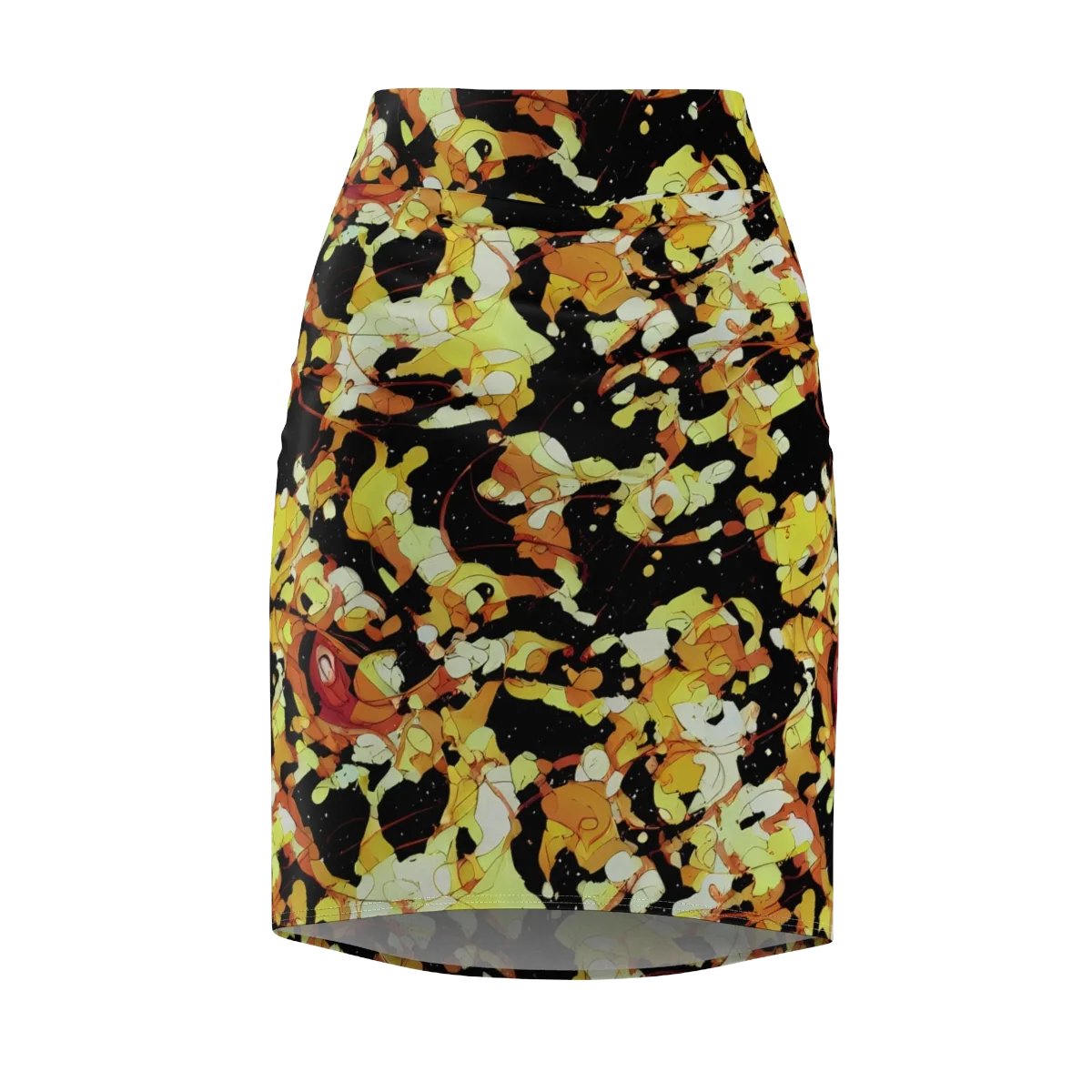 Saffron Orbit on Pencil Skirt — Front