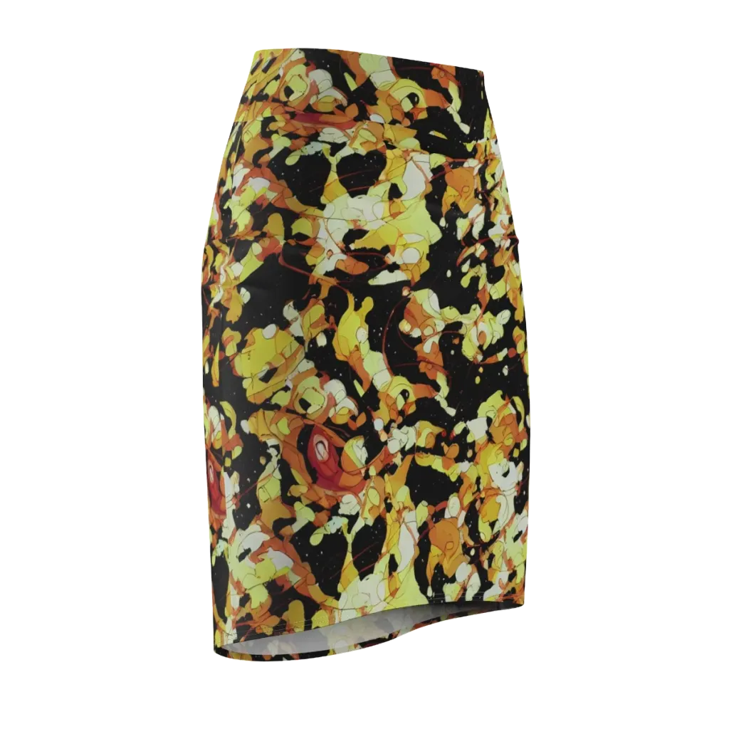 Saffron Orbit on Pencil Skirt — Front Side