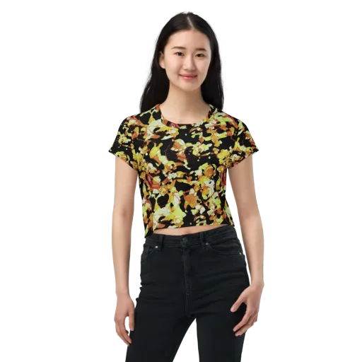 Saffron Orbit on a Crop Tee