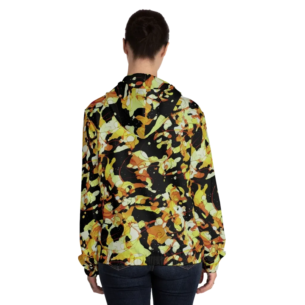 Saffron Orbit on Women's Full-Zip Hoodie — Back On Person