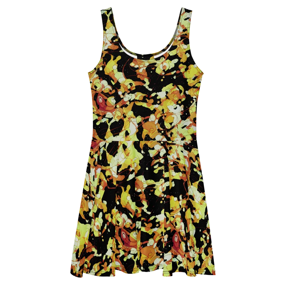 Saffron Orbit on Skater Dress — Front