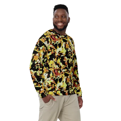 Saffron Orbit on a Sweatshirt