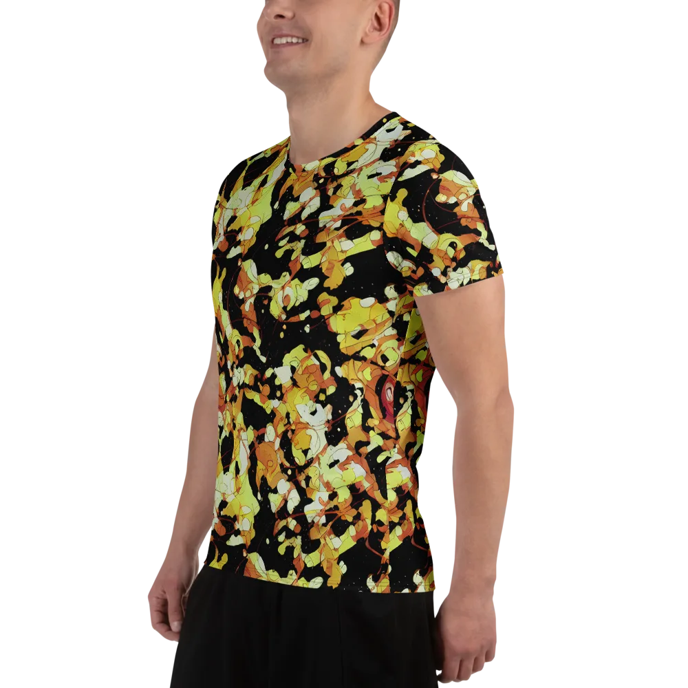Saffron Orbit on Men's Athletic T-Shirt — Left