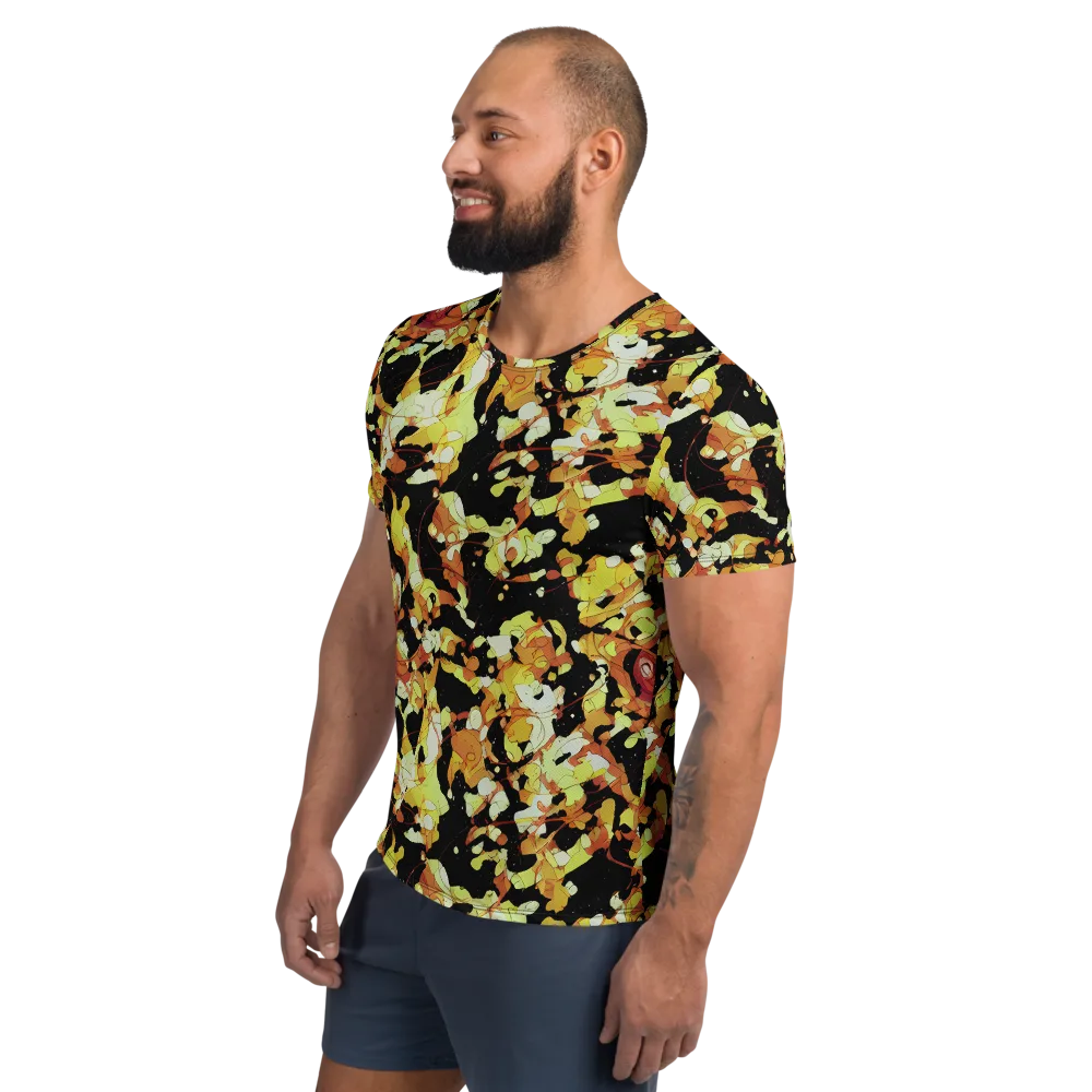 Saffron Orbit on Men's Athletic T-Shirt — Left