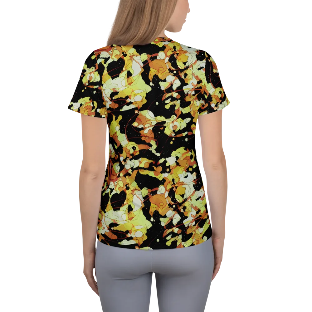Saffron Orbit on Women's Athletic T-Shirt — Back