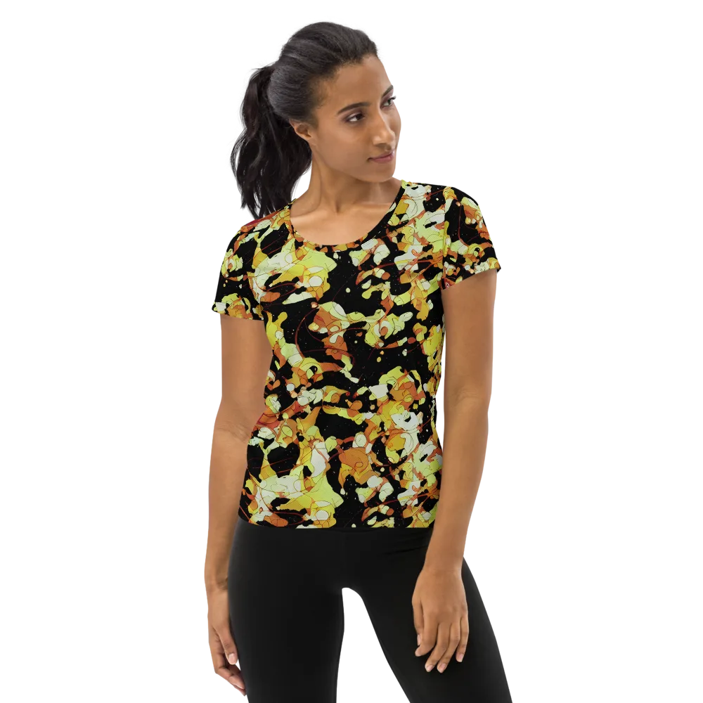 Saffron Orbit on Women's Athletic T-Shirt — Front