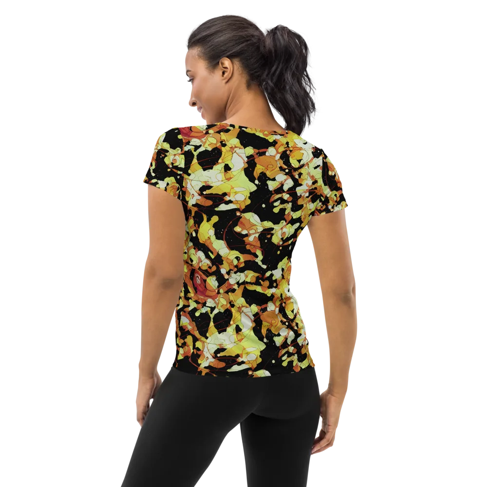 Saffron Orbit on Women's Athletic T-Shirt — Back
