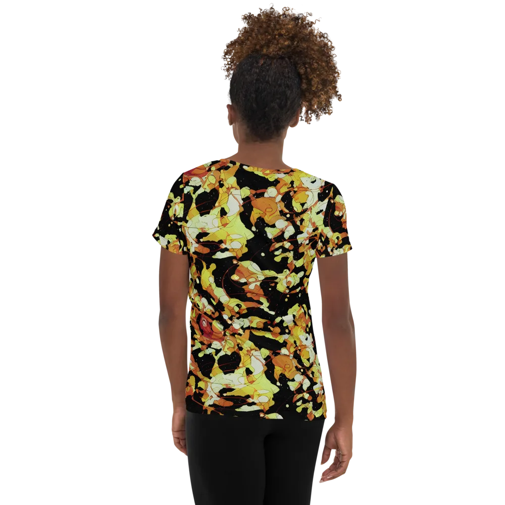 Saffron Orbit on Women's Athletic T-Shirt — Back