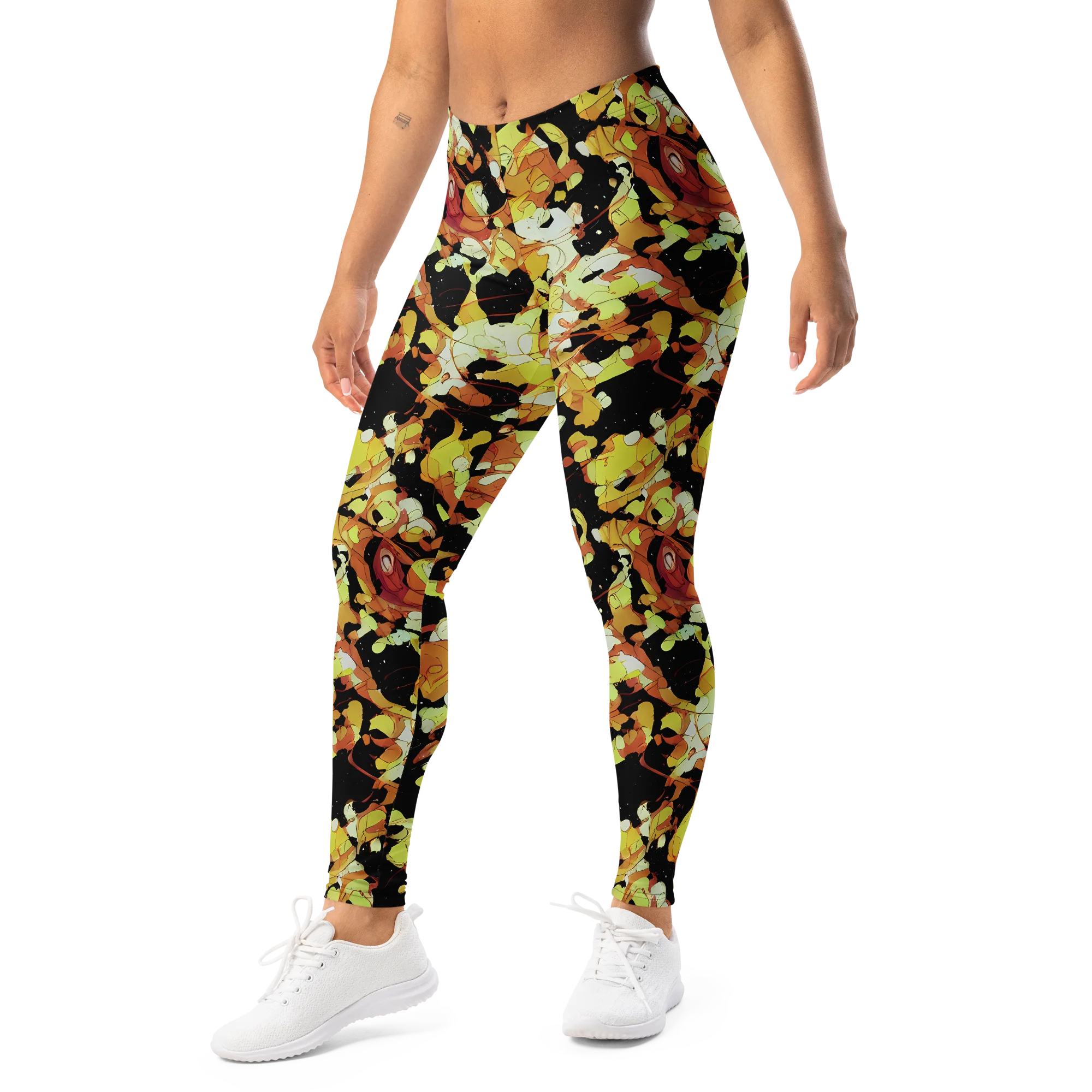 Saffron Orbit on Leggings — Left Front