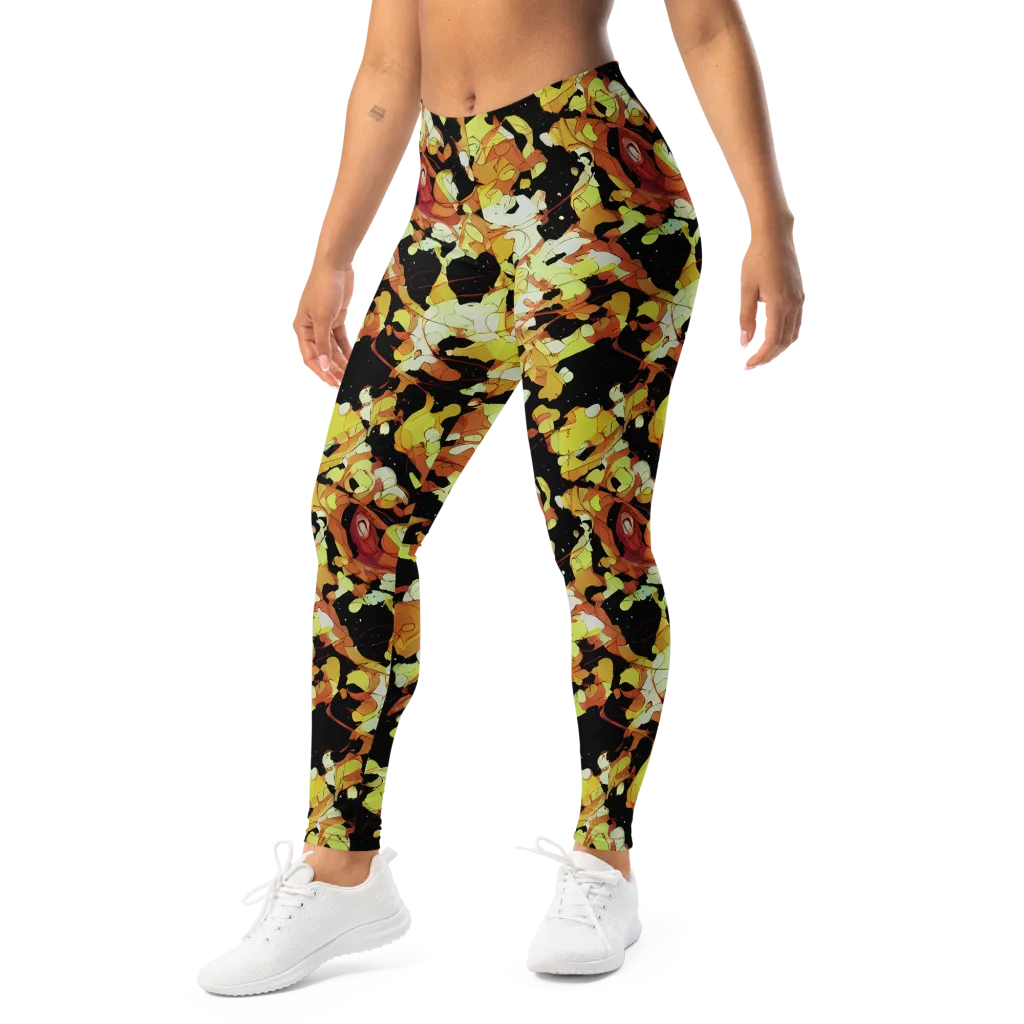 Saffron Orbit on Leggings — Left Front
