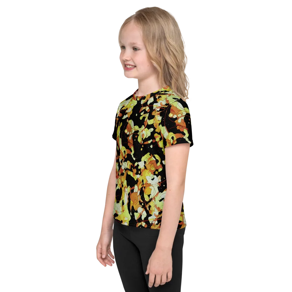 Saffron Orbit on Kids Crew Neck T-Shirt — Left