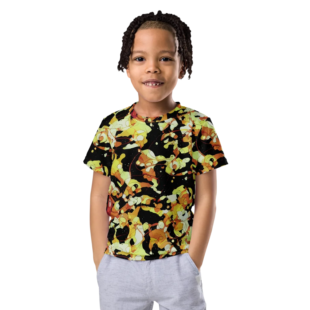 Saffron Orbit on Kids Crew Neck T-Shirt — Front