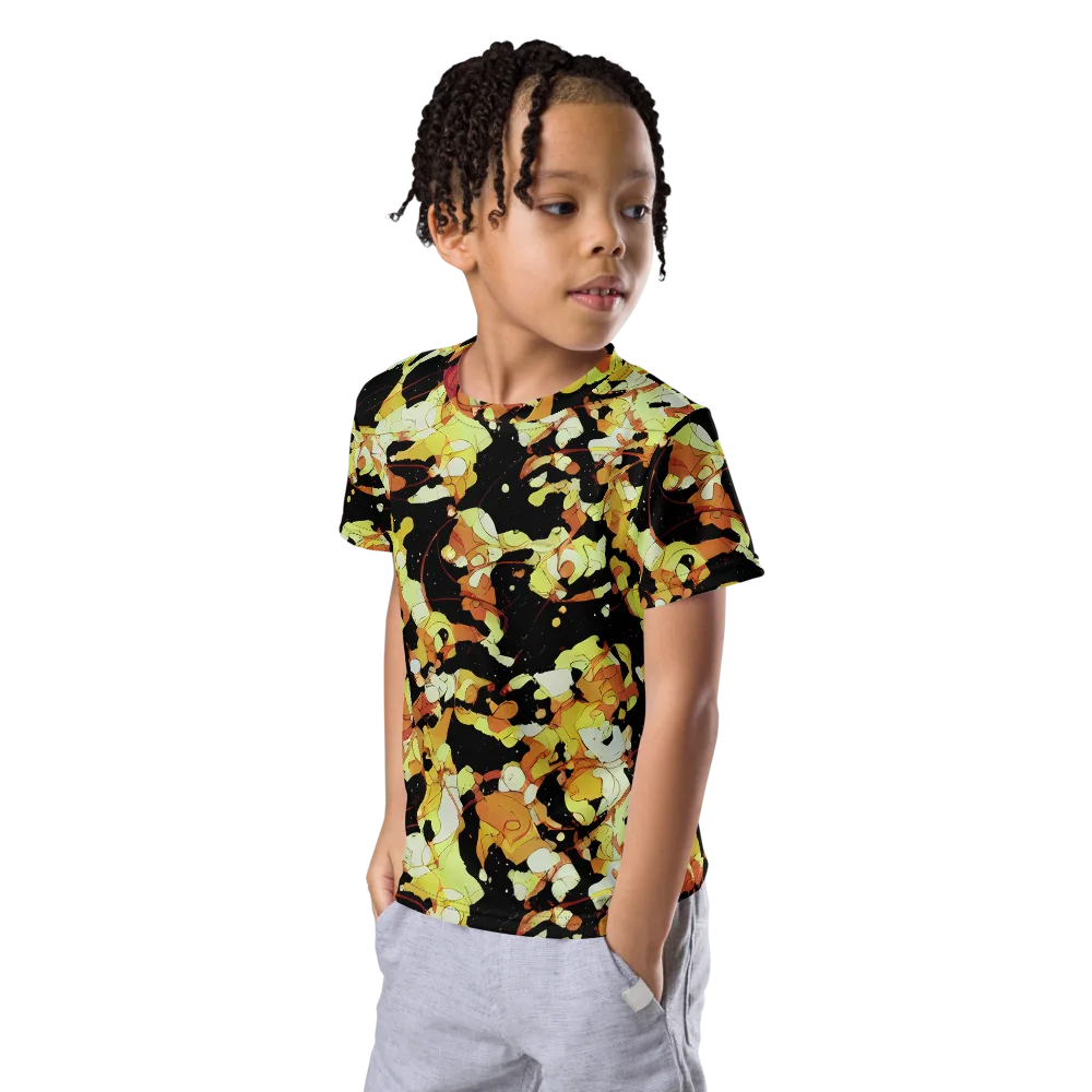 Saffron Orbit on Kids Crew Neck T-Shirt — Left Front