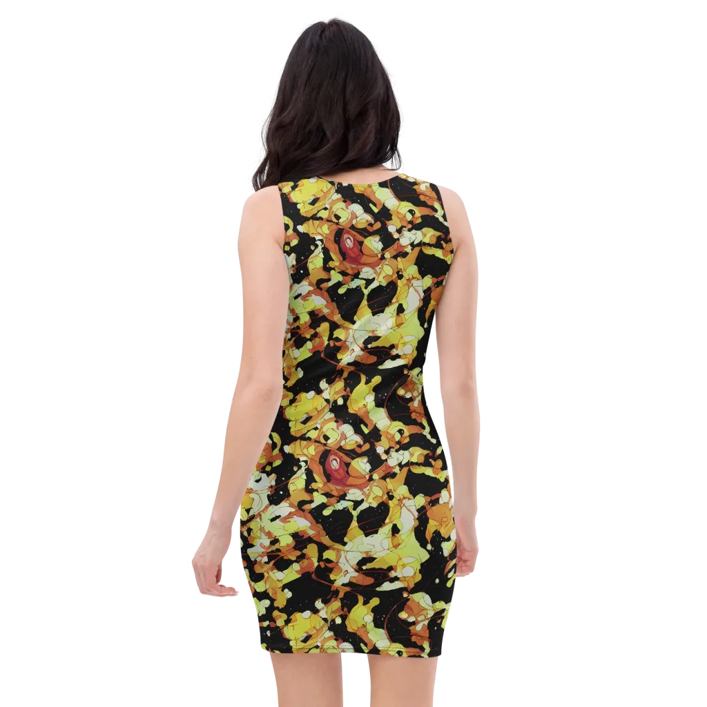 Saffron Orbit on Bodycon Dress — Back