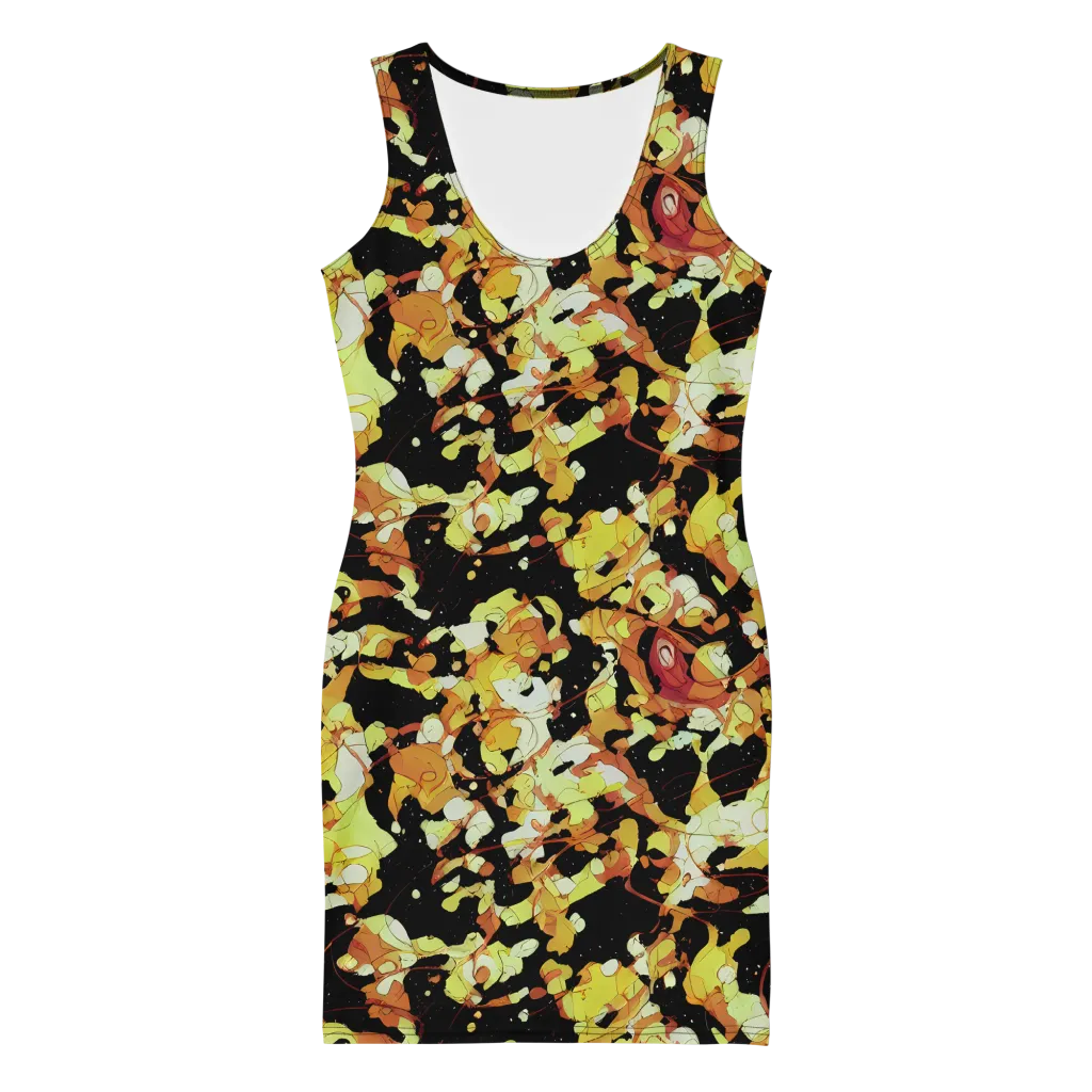 Saffron Orbit on Bodycon Dress — Front