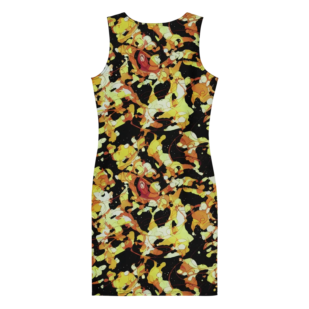 Saffron Orbit on Bodycon Dress — Back
