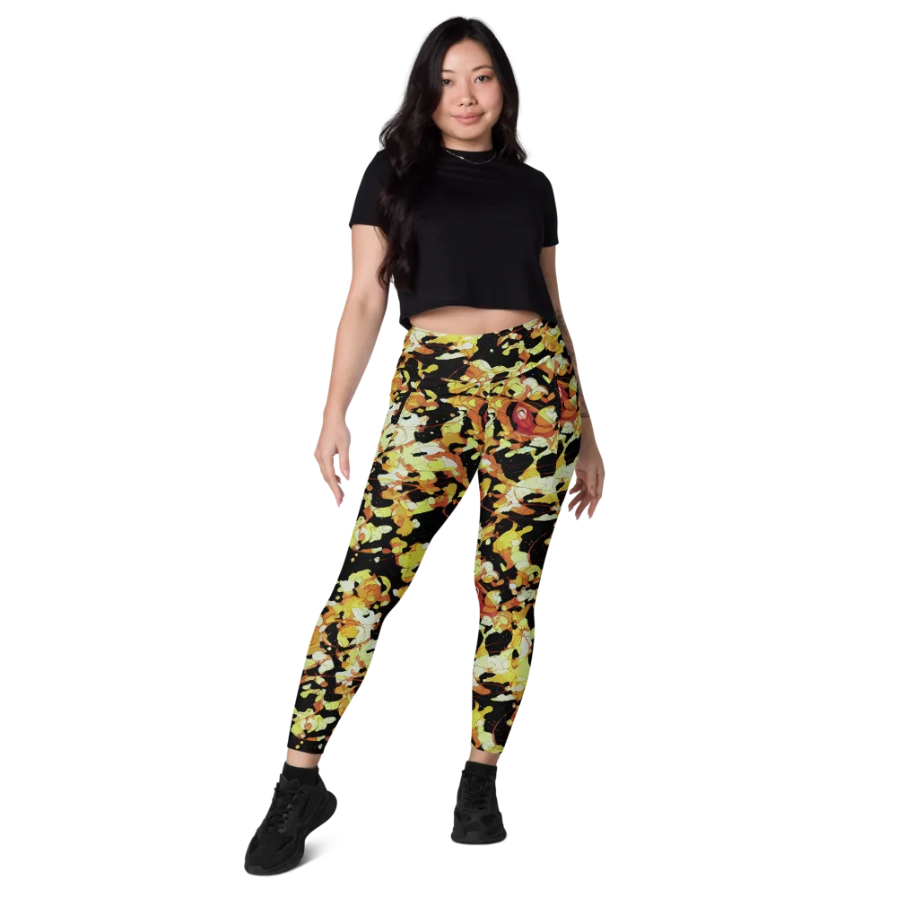Saffron Orbit on Leggings with Pockets — Front